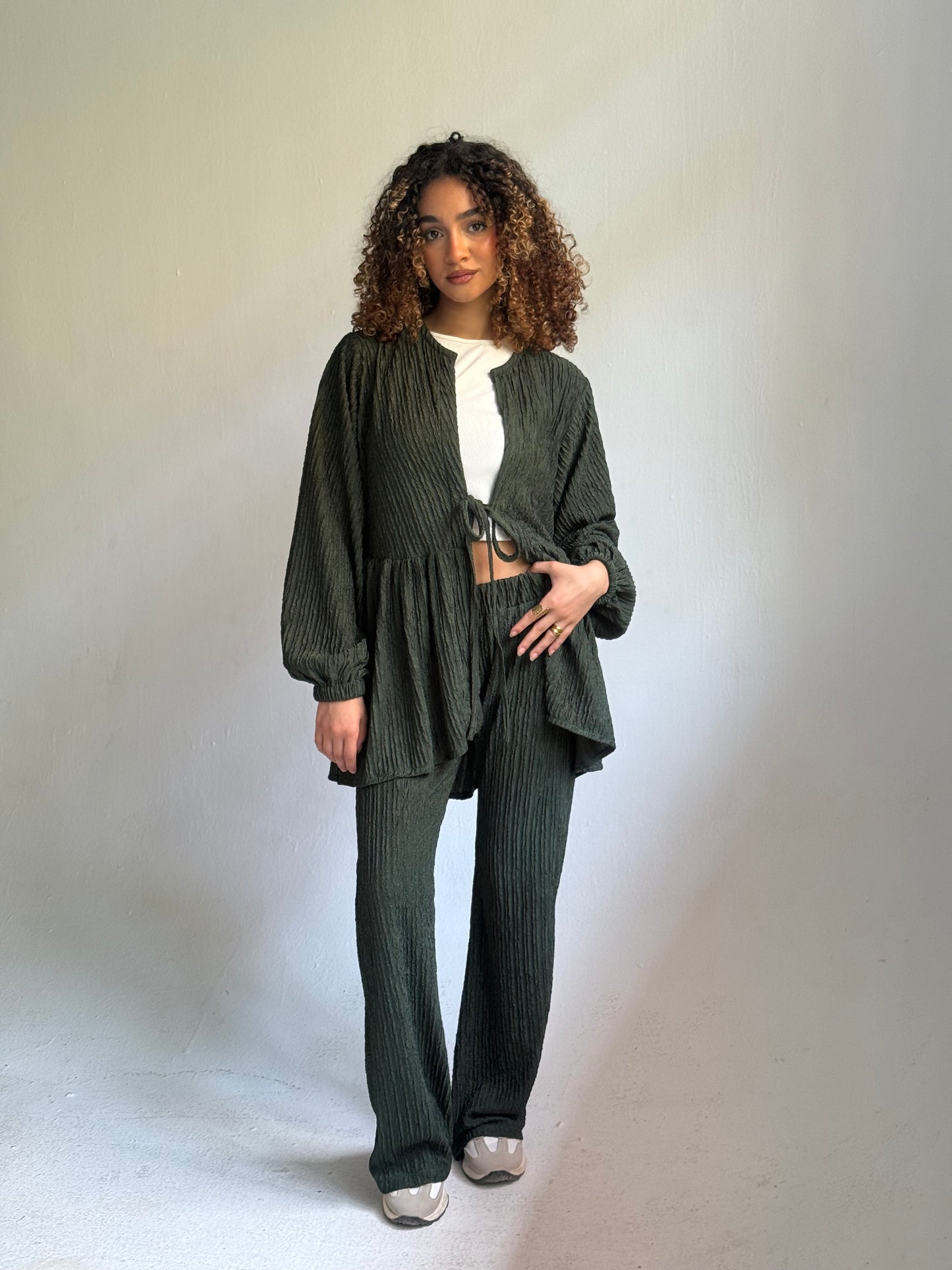 Textured Ease Set in Olive