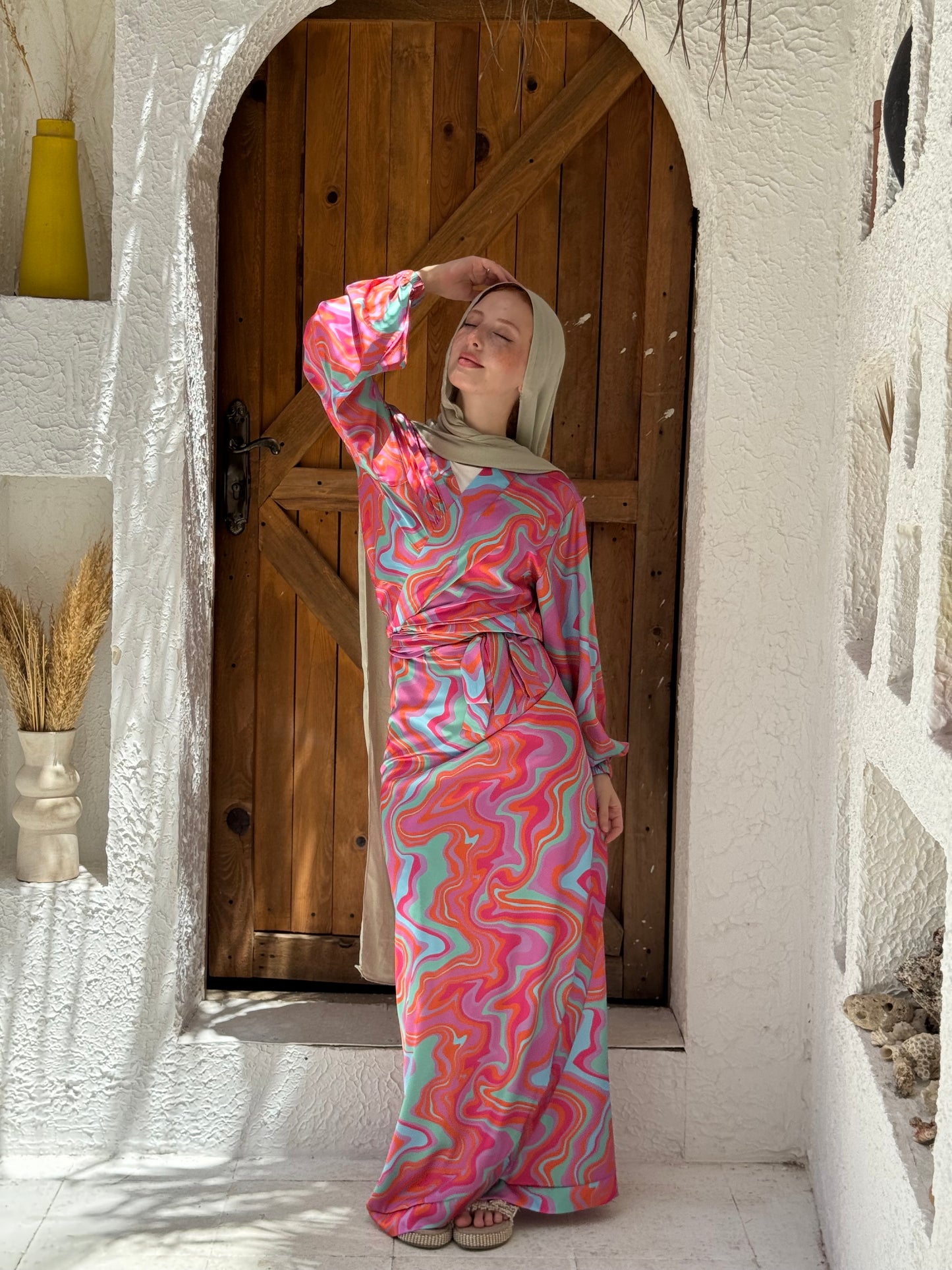 Sunset Swirl Wrap Skirt Set