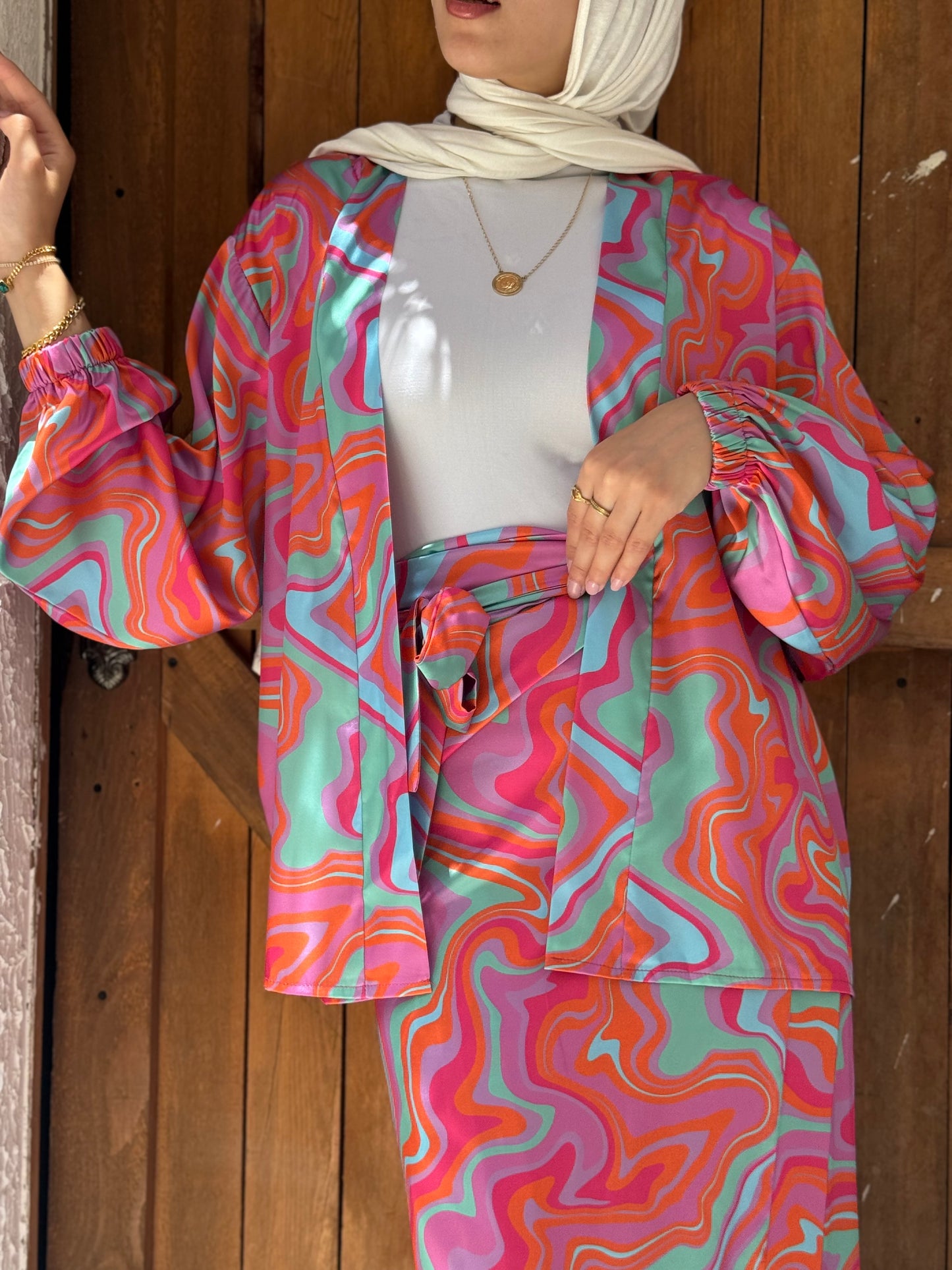 Sunset Swirl Wrap Skirt Set