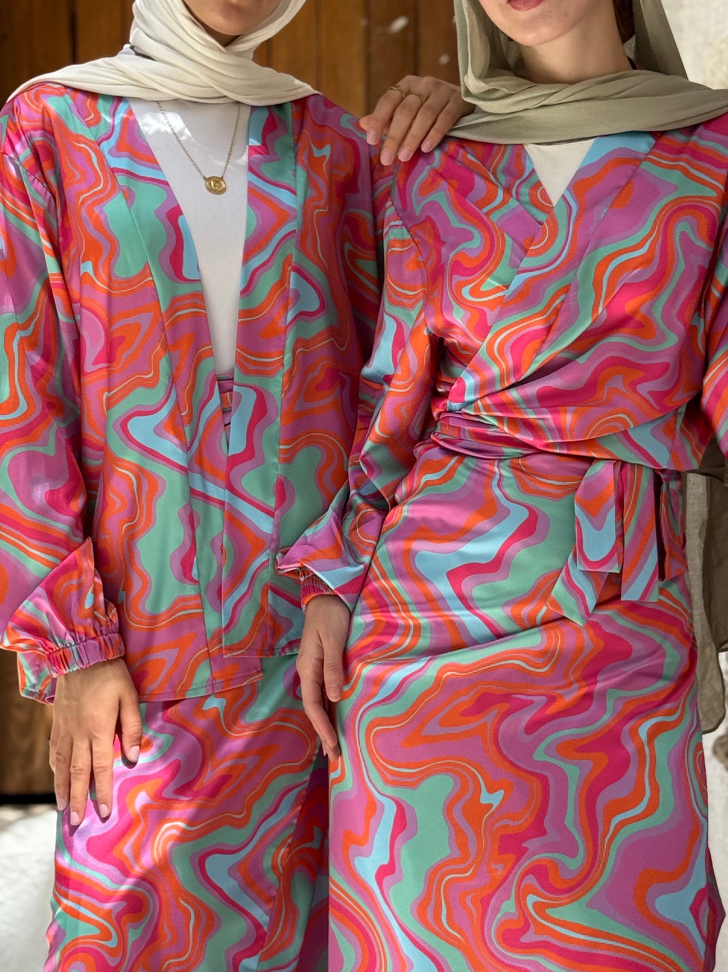 Sunset Swirl Wrap Skirt Set