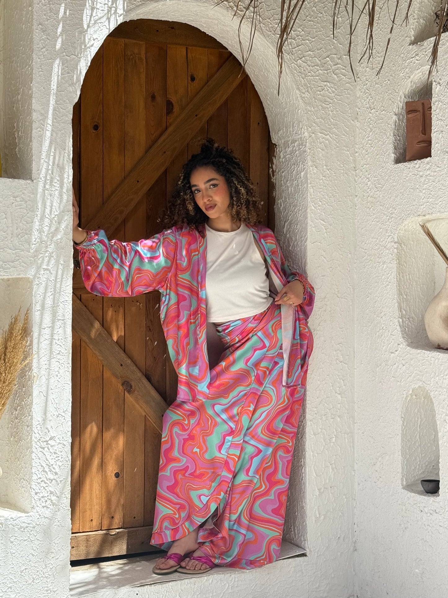 Sunset Swirl Wrap Skirt Set