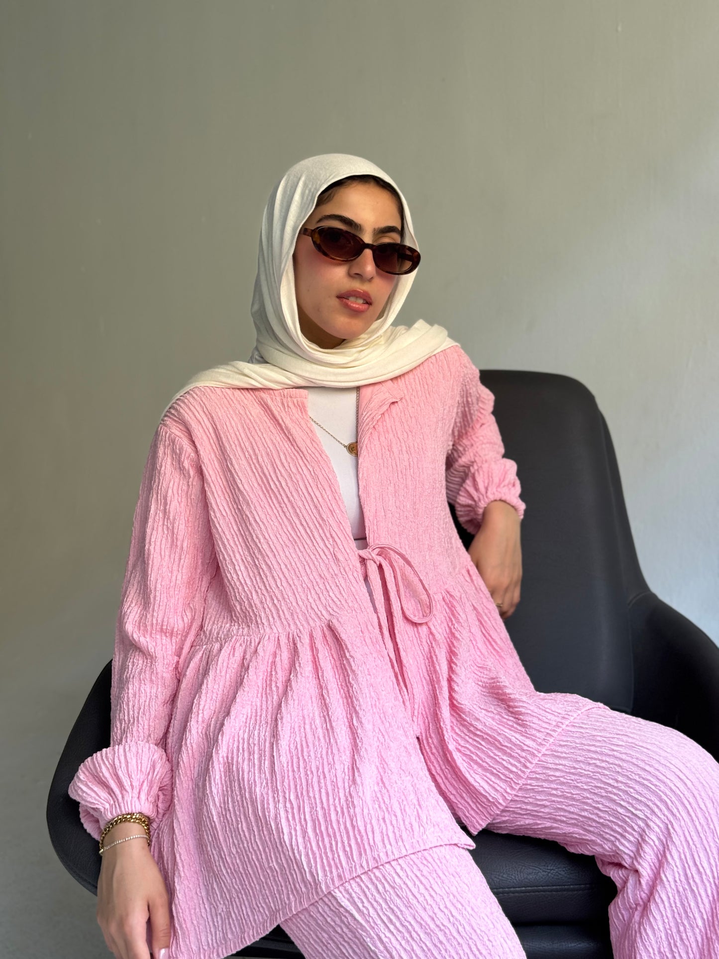 Textured Ease Set in Pink