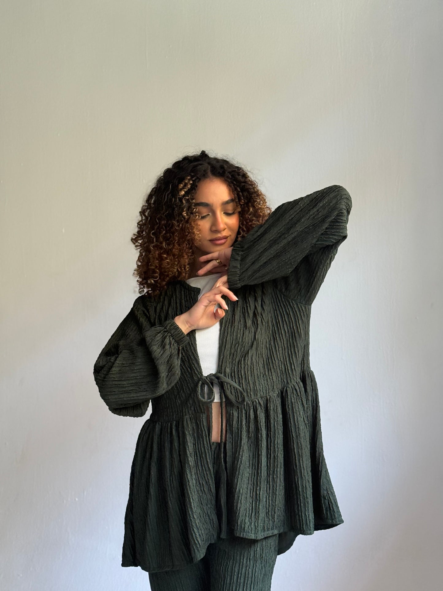 Textured Ease Set in Olive