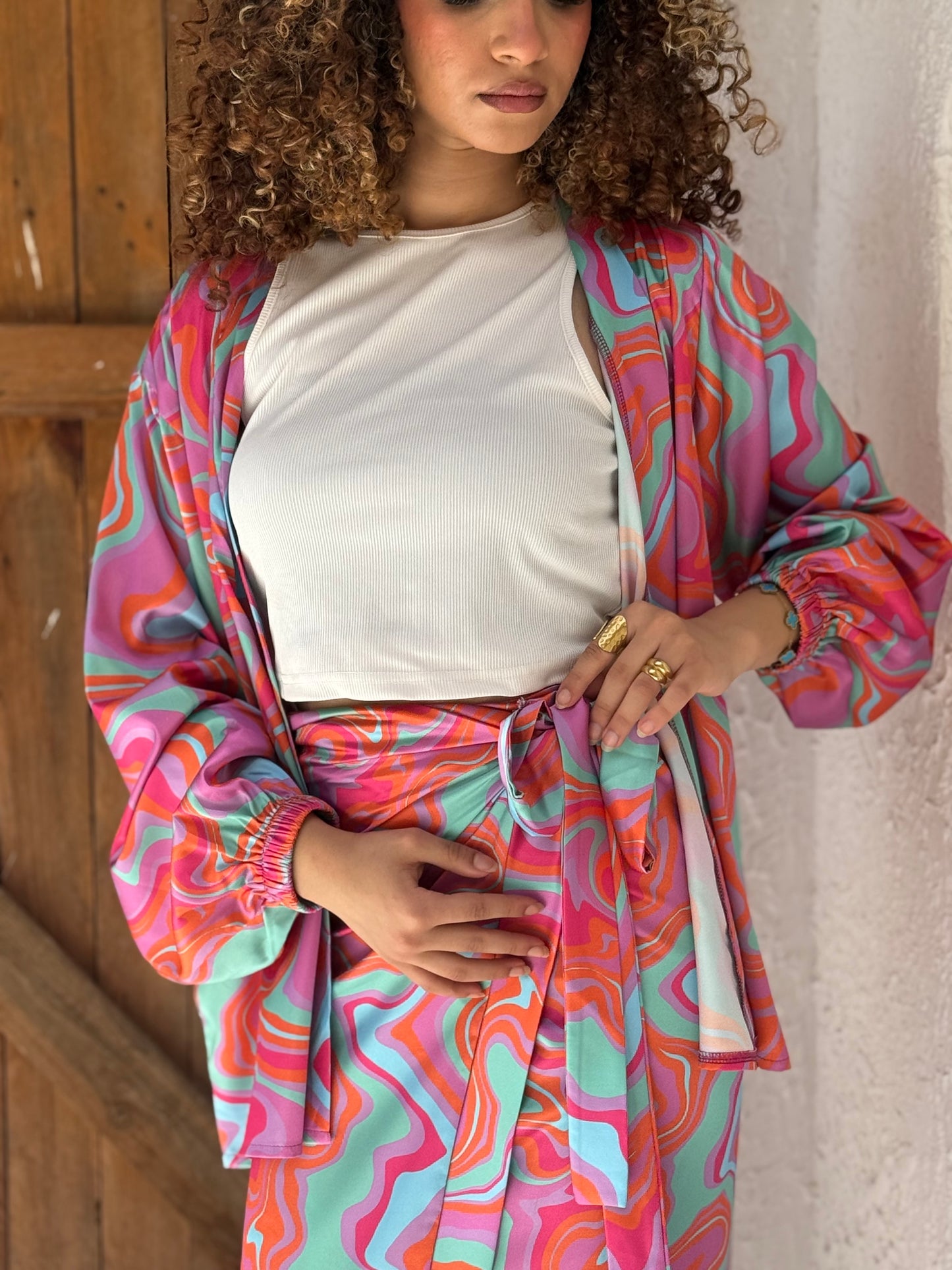 Sunset Swirl Wrap Skirt Set