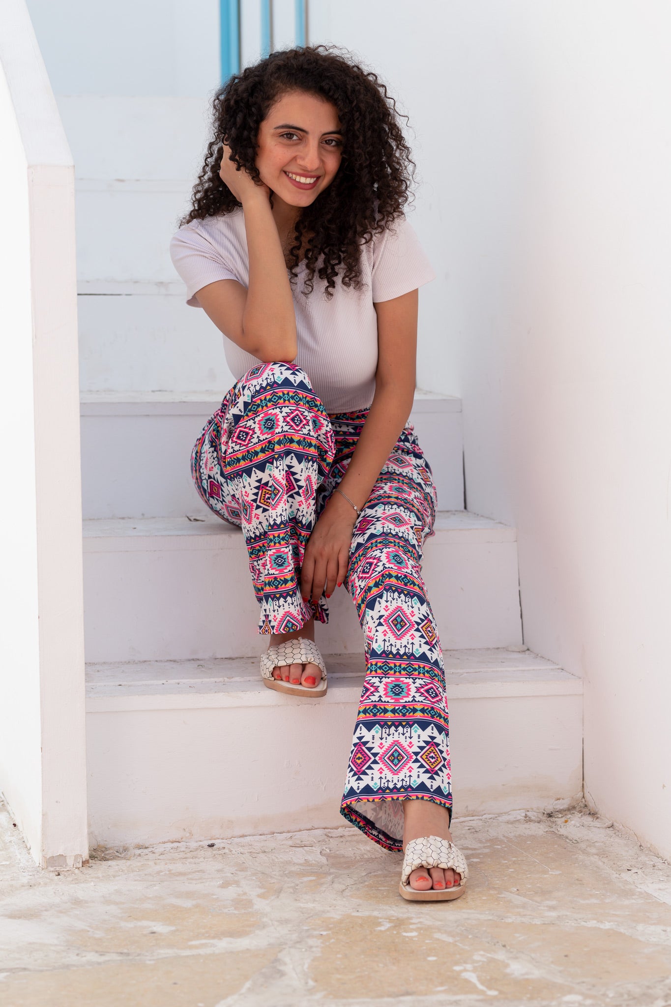 Random Print Pink Pants