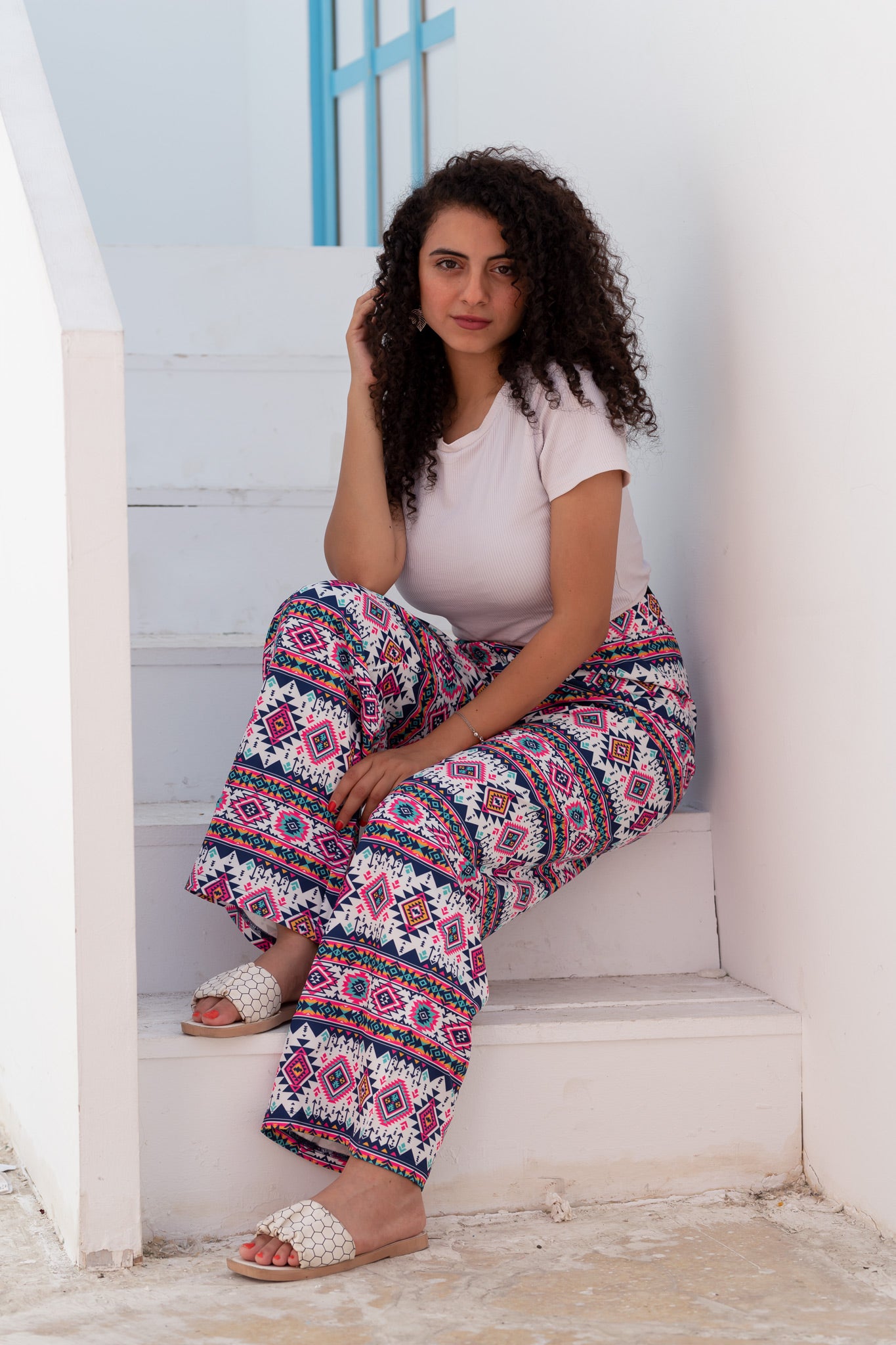 Random Print Pink Pants