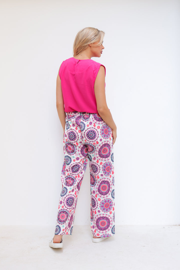 Printed wide leg pants