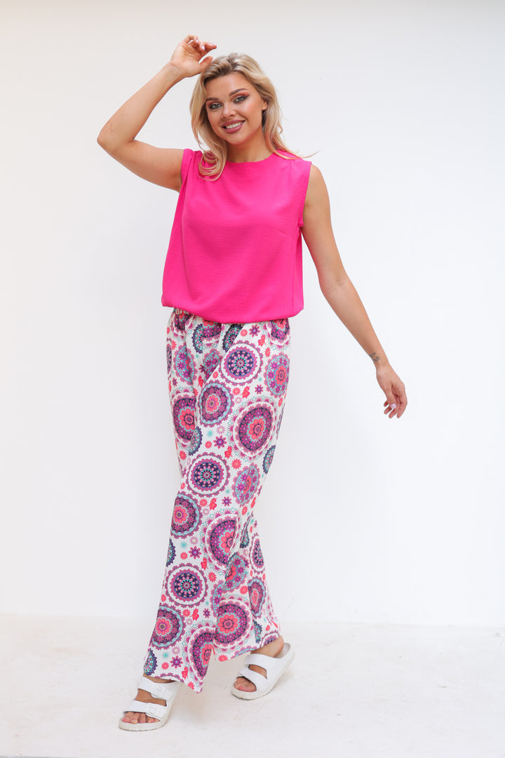 Printed wide leg pants