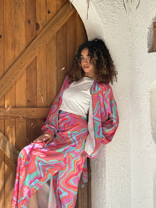 Sunset Swirl Wrap Skirt Set
