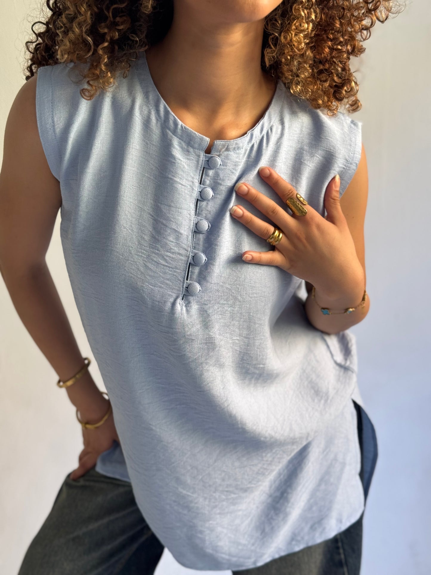 Linen Sleeveless Top