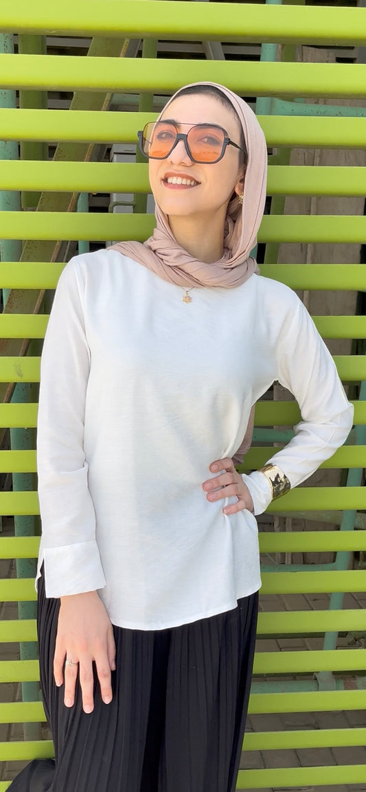 Linen Cuff Top