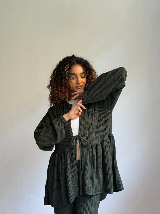 Textured Ease Set in Olive