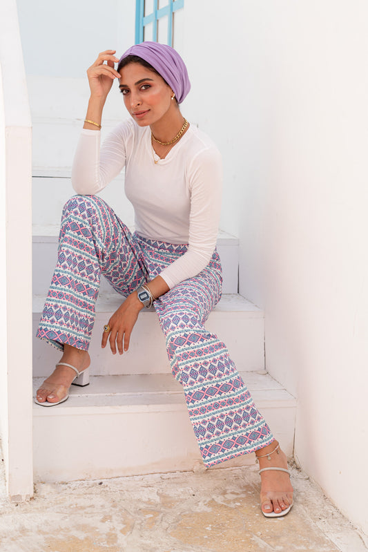Random Print Lilac Pants