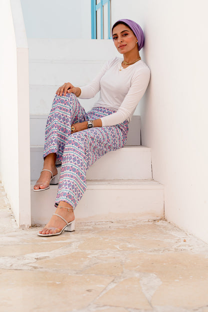 Random Print Lilac Pants