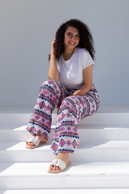 Random Print Pink Pants