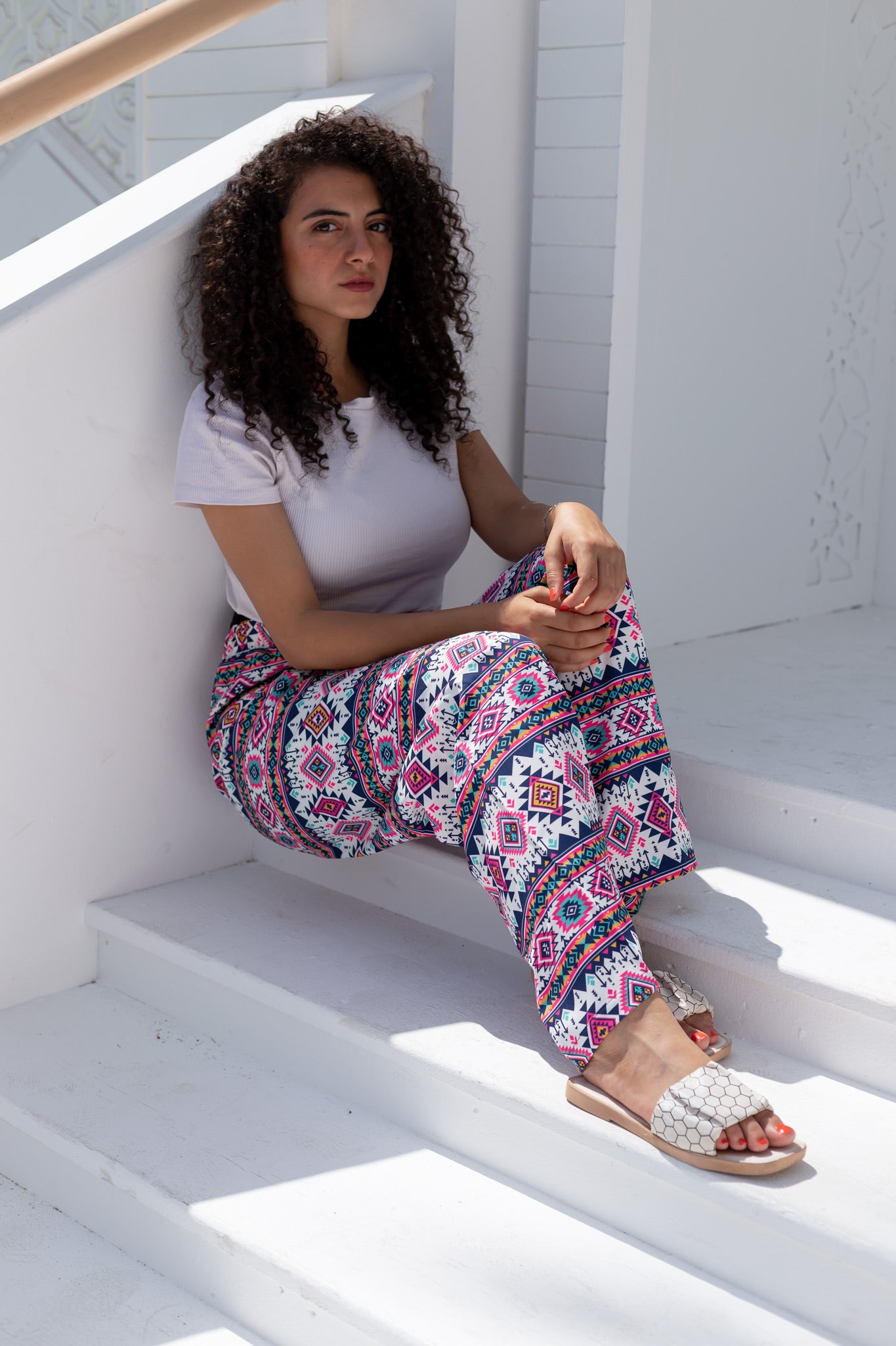 Random Print Pink Pants