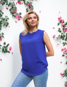 Sleeveless Blue Basic Top