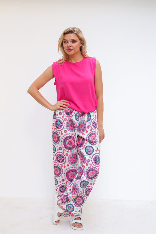 Printed wide leg pants